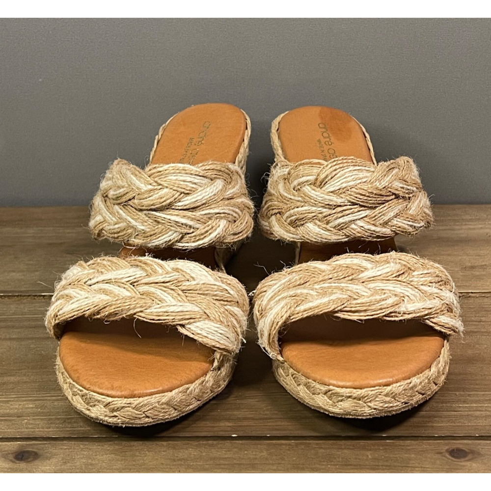 Andre Assous Women's Nolita Woven Espadrille Wedge Heel Sandal Size 41 Natural - Picture 3 of 14
